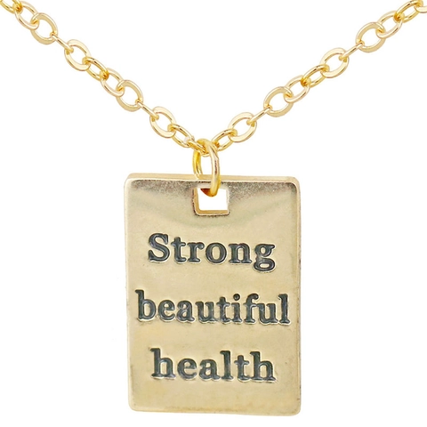 Alloy Inspirational Quote Pendant Necklace For Women Strong Beautiful Health Letter Engraved Gold Silver Color Fashion Jewelry Gift