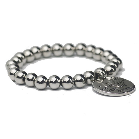 Stainless Steel Bead Bracelet Inspirational Muscle Man Pendant Stretching Elastic Jewelry Fitness Gym Accessory Gift
