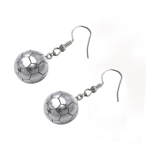 Boucles d'Oreilles Pendantes Ballon de Football 3D pour Femmes Alliage Thème Sportif Or Argent Plqué Bijoux