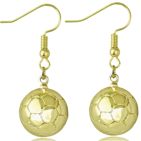 Sportliche Damen Fußball Hängeohrringe Realistische 3D Fußballform Legierung Galvanisierter Schmuck Für Fußballfans Geschenk