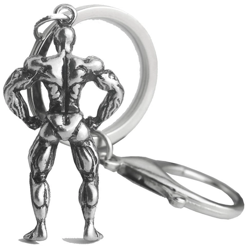 Llavero de Metal 3D Muscle Man Creativo Fitness Figura Humana Llavero Gym Deportes Souvenir Para Hombres Aleación Colgante