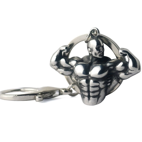 Portachiavi in Metallo Uomo Muscoloso Creativo Gym Bodybuilder Portachiavi Fitness Tema Accessorio Chiave Auto Pendente Regalo per Uomini