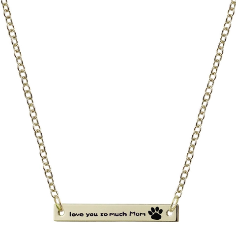 Personalized Stainless Steel Bar Pendant Necklace Engraved Mom Daughter Family Jewelry Minimalist Electroplated Bar Necklace Mother's Day Gift For Women