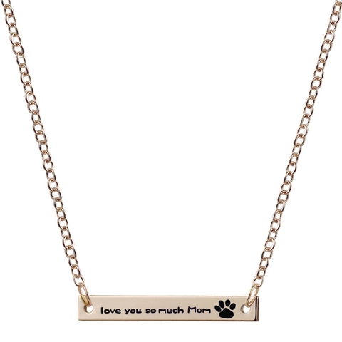 Personalized Stainless Steel Bar Pendant Necklace Engraved Mom Daughter Family Jewelry Minimalist Electroplated Bar Necklace Mother's Day Gift For Women