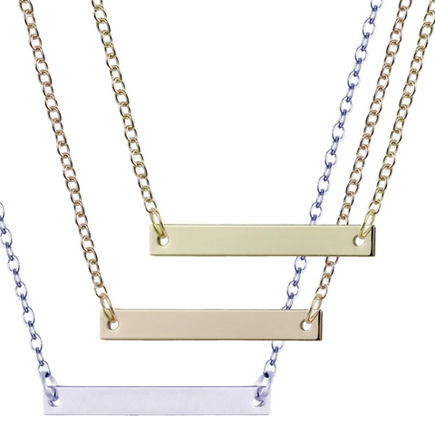 Minimalistische Edelstahl Bar Anhänger Halskette Zierlicher Schlichter Leerer Metallschmuck Für Damen Herren Alltagsgeschenk