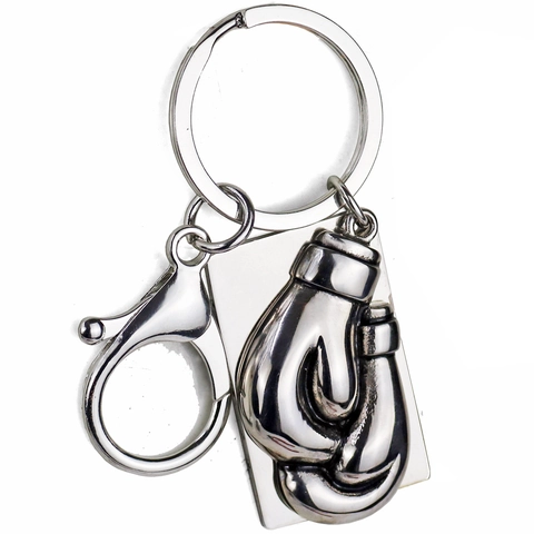 Llavero De Guante De Boxeo De Metal Pulido Con Placa Metálica Anillo Deportivo Para Hombre Mujer Colgante De Bolso