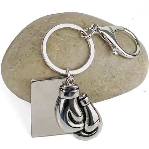 Llavero De Guante De Boxeo De Metal Pulido Con Placa Metálica Anillo Deportivo Para Hombre Mujer Colgante De Bolso