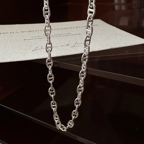 Collana a Catena d'Ancora in Argento Sterling S925 per Donna Stile Coreano Minimalista Design di Nicchia Gioielli Geometrici