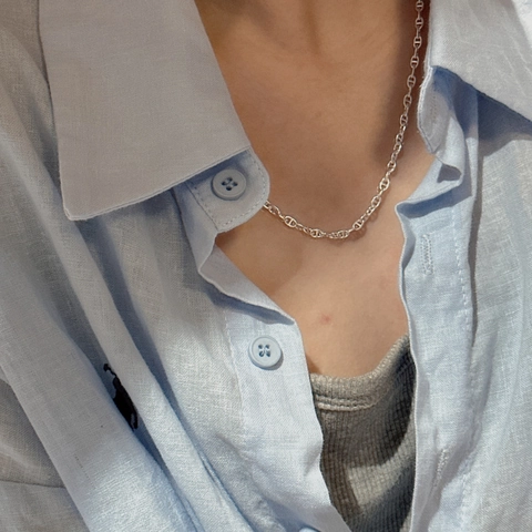 Collana a Catena d'Ancora in Argento Sterling S925 per Donna Stile Coreano Minimalista Design di Nicchia Gioielli Geometrici