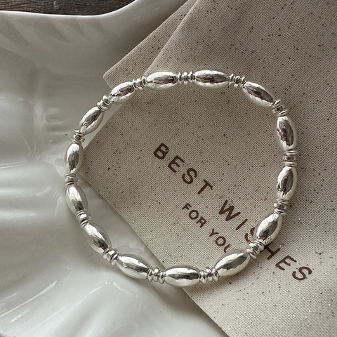 S925 Sterlingsilber Perlenarmband Für Damen Minimalistisches Ovalperlen Kettenarmband Vintage Ins Stil Schmuck Geschenk