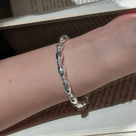 S925 Sterlingsilber Perlenarmband Für Damen Minimalistisches Ovalperlen Kettenarmband Vintage Ins Stil Schmuck Geschenk