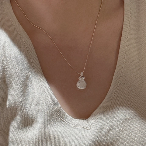 925 Sterling Silver Lucky Bag Pendant Necklace Vintage Matte Rhinestone Fortune Bag Necklace For Women Personal Fashion Jewelry