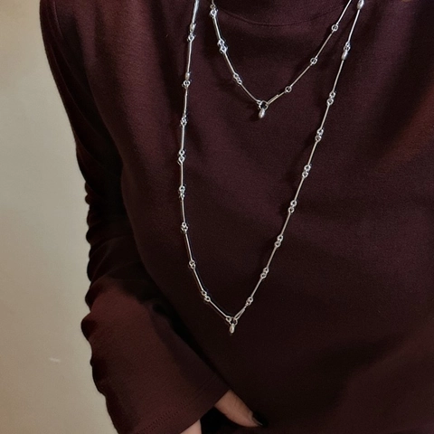 Collana in Argento Sterling 925 Retrò Nodo di Bambù Design di Nicchia Minimalista Catena a Clavicola Gioielli Donna Regalo Elegante