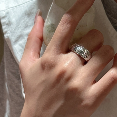 Vintage Minimalistischer Ring Aus 925 Sterling Silber Hammerschlag Textur Offener Ring Damen Koreanisch Verstellbarer Fingerschmuck