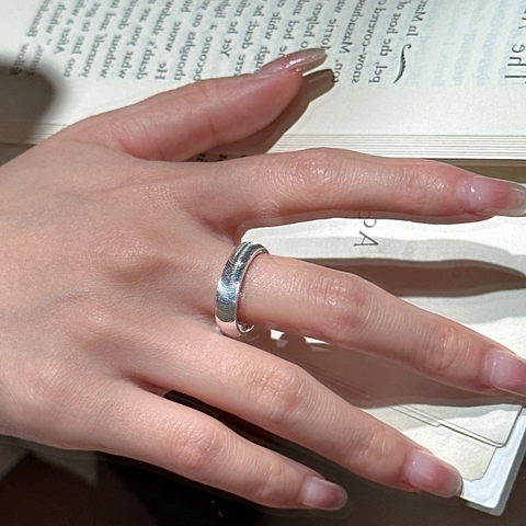 925 Sterling Silver Minimalist Ring For Women Korean Fashion CNC Spiral Texture Cat Eye Adjustable Open Finger Ring Jewelry