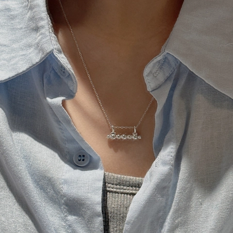 925 Sterling Silver Horizontal Bar Round Bead Pendant Necklace Retro INS Style Minimalist Clavicle Chain Jewelry For Women