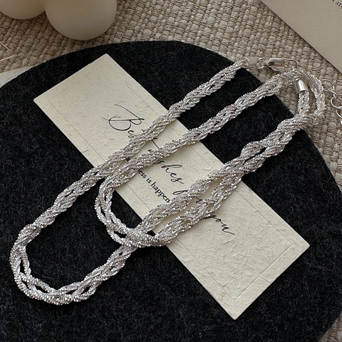 S925 Sterling Silver Woven Snowflake Necklace For Women Minimalist Korean Style Silver Clavicle Chain Jewelry Gift