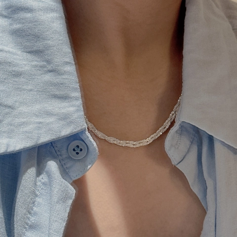 S925 Sterling Silver Woven Snowflake Necklace For Women Minimalist Korean Style Silver Clavicle Chain Jewelry Gift
