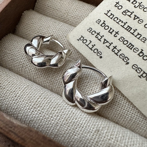 925 Sterlingsilber Gedrehte Creolen Für Damen Minimalistisch Koreanischer Stil Spiral Textur Galvanisierter Silberschmuck