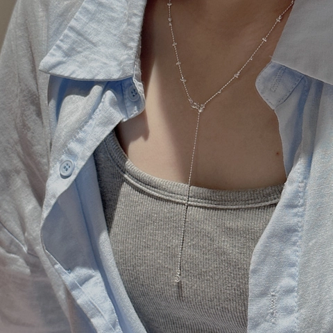 Minimalist 925 Sterling Silver Adjustable Zirconia Pendant Necklace For Women Elegant Korean Style Fairy Chain Jewelry