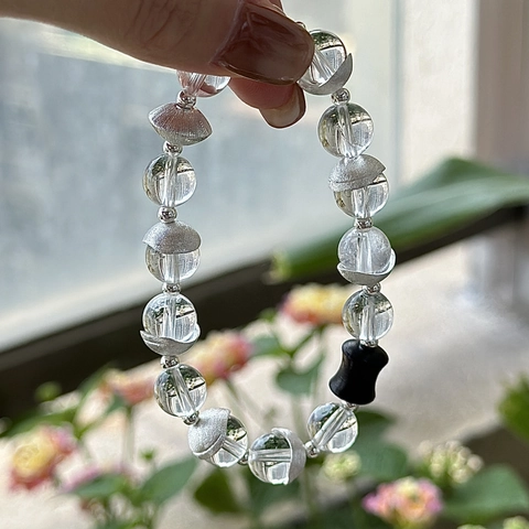 925 Sterling Silver Crystal Beaded Bracelet Korean Minimalist Vintage Geometric Bracelet For Women Fashion Jewelry