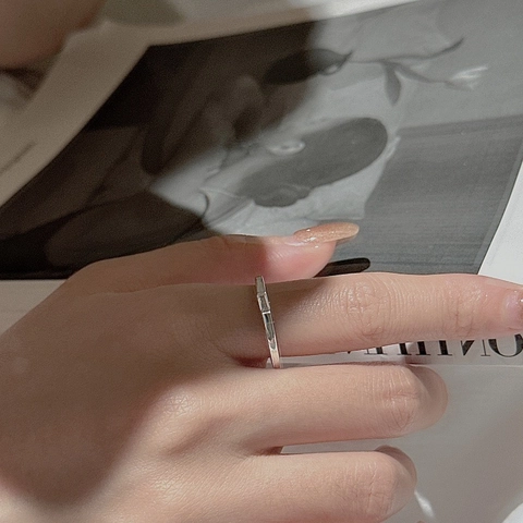 Anillo de Plata de Ley 925 con Circonia Diseño de Nicho Coreano Minimalista Geométrico Abierto para Mujer Joyería de Moda