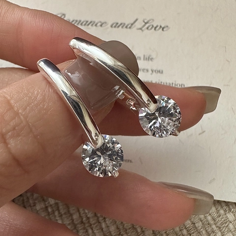 925 Sterling Silver Triangular Zirconia Hoop Earrings For Women Minimalist Retro Design Korean Style Jewelry Gift Accessories