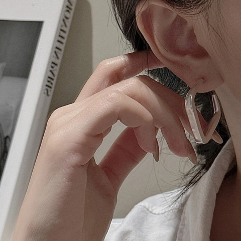 925 Sterlingsilber Matte Quadratische Creolen Für Damen Nischendesign Retro Minimalistisch Geometrische Hohle Silberne Ohrringe Schmuck