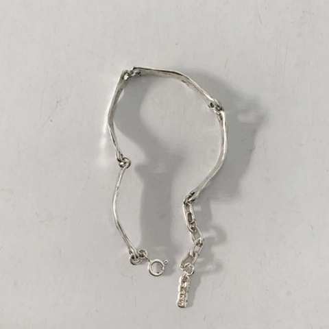 S925 Pulsera de Plata de Ley Estilo Coreano Minimalista Eslabones de Bambú para Mujer Joyería Orgánica Irregular