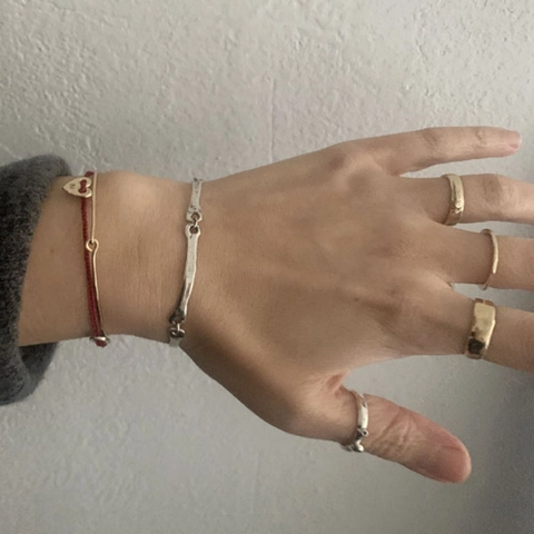 S925 Pulsera de Plata de Ley Estilo Coreano Minimalista Eslabones de Bambú para Mujer Joyería Orgánica Irregular