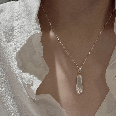 925 Sterlingsilber Ballettschuh Anhänger Halskette Für Damen Vintage Französischer Stil Zierlicher Schleifen Schmuck Elegante Ketten