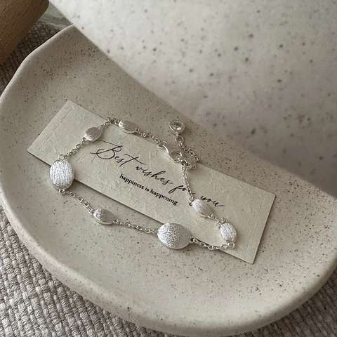 925 Sterlingsilber Armband Für Damen Minimalistisch Gebürstete Textur Ellipse Charms Strass Personalisiert Modeschmuck Geschenk