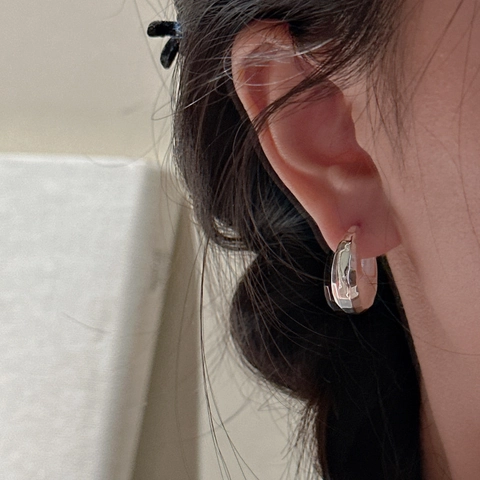 Pendientes de Aro de Plata de Ley 925 con Textura Martillada Vintage para Mujer Pendientes Minimalistas con Cierre Geométrico