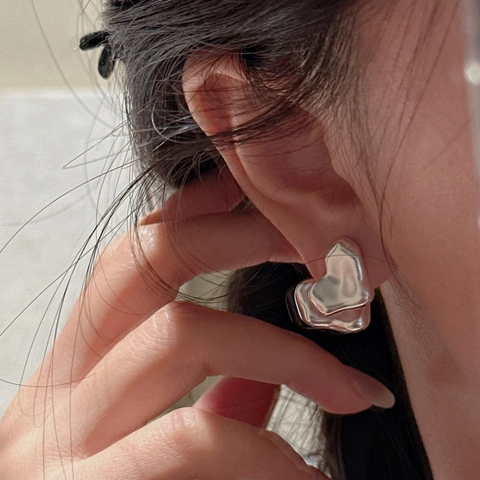 Orecchini a Bottone a Cuore Opaco in Argento Sterling 925 per Donna Design Irregolare Gioielli in Stile Coreano Vintage Accessorio