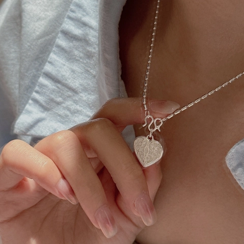 925 Sterlingsilber Herz Anhänger Halskette Für Damen Retro Filigran Schnörkel Hohles Design Minimalistischer Schmuck Geschenk