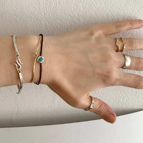 Minimalist 925 Sterling Silver Hand-Woven Bracelet For Women Retro Distressed Geometric Charm Irregular Jewelry Hand Rope