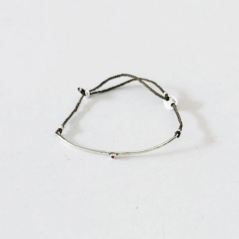 925 Sterling Silver Branch Bracelet Red Rhinestone Minimalist Korean Style Vintage Adjustable Wax Rope Bracelet Fine Jewelry Women Gift