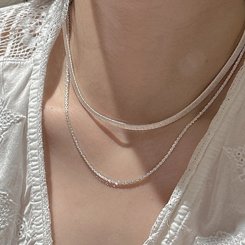 Minimalist 925 Sterling Silver Wire Wrapped Layered Necklace For Women Korean Style Geometric Clavicle Chain Jewelry