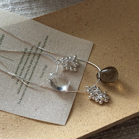 Collana Con Pendente a Goccia d'Acqua in Argento Sterling 925 Per Donna Retro Cristallo Design Moda Gioielli Catena