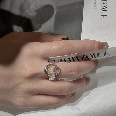 925 Sterlingsilber Minimalistisch Unregelmäßig Geometrisch Offener Ring Mit Klarem Strass Retro Koreanischer Stil Verstellbarer Fingerring Schmuck Für Damen