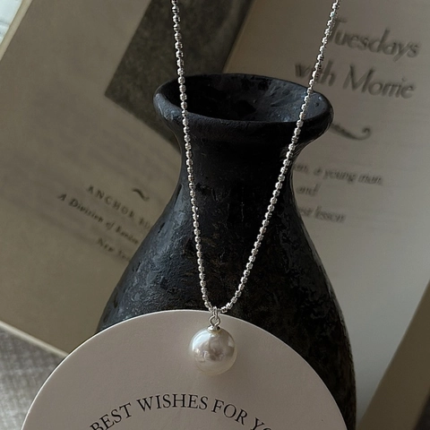 925 Sterling Silver Artificial Pearl Pendant Necklace For Women Minimalist Clavicle Chain Niche Design Korean Style Jewelry Gift
