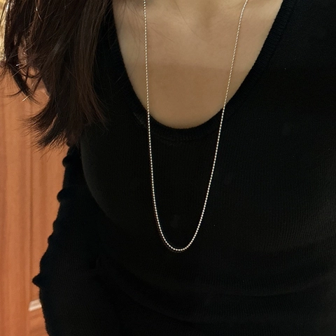 Collana Lunga Minimalista in Argento Sterling 925 a Sfere per Donna Design di Nicchia Collana per Maglione Regolabile Gioielli
