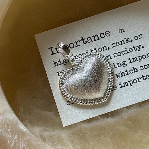 S925 Sterling Zilveren Hart Hanger Ketting Minimalistisch Retro Geborstelde Textuur Kraalrand Niche Ontwerp Sieraden Voor Vrouwen Cadeau