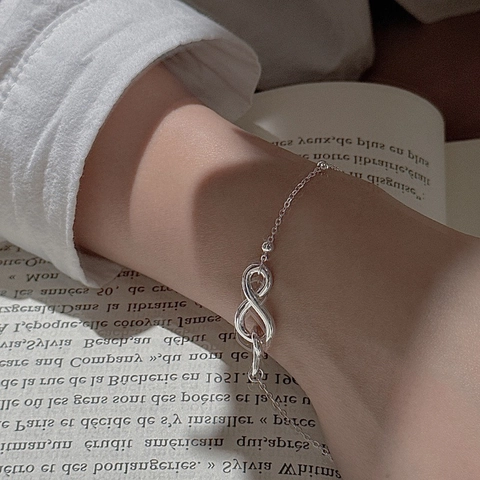 925 Sterling Silver Infinity Magnetic Bracelet For Women Minimalist Dainty Bead Chain Link Jewelry Anniversary Gift For Her
