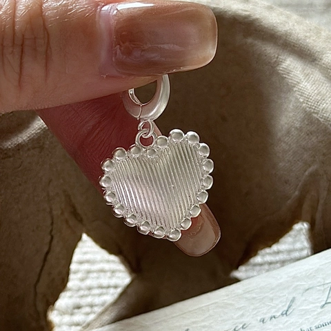 Collana con Ciondolo a Cuore in Argento Sterling S925 Retrò per Donna Elegante Bordo a Perline Gioielli di Nicchia alla Moda