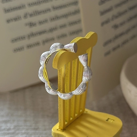 Vintage 925 Sterlingsilber Offener Ring Für Damen Minimalistisch Strukturierter Ovaler Wellenmuster Verstellbarer Fingerschmuck