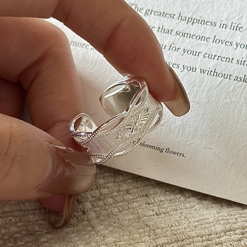 925 Sterlingsilber Vintage Sternenstrahl Offener Ring Für Damen Verstellbar Böhmische Gravierte Reliefmuster Mode Schmuck Fingerring