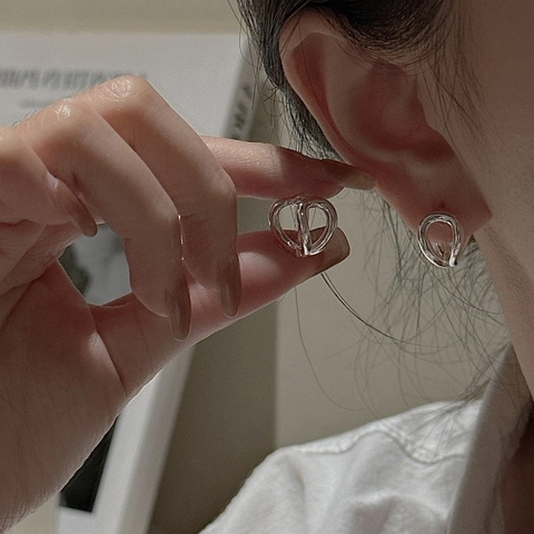 Orecchini a Cerchio Minimalisti in Argento Sterling 925 per Donna Orecchini Huggie Geometrici ad Arco a Doppio Cerchio