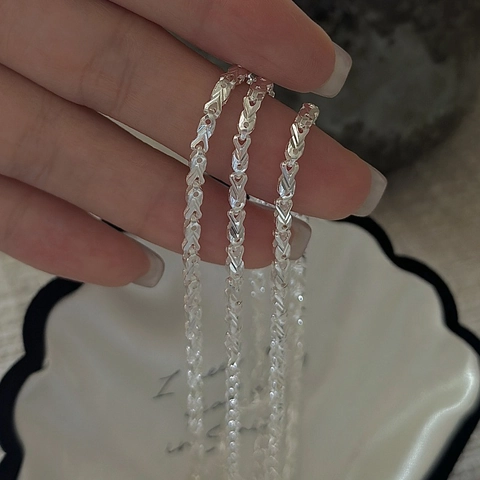 Vintage S999 Sterlingsilber Schimmerndes Armband Im Diamantschliff Minimalistischer Koreanischer Stil Glitzernder Damenschmuck
