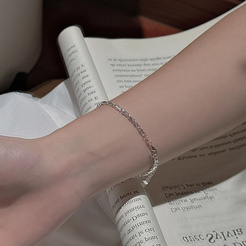 Vintage S999 Sterlingsilber Schimmerndes Armband Im Diamantschliff Minimalistischer Koreanischer Stil Glitzernder Damenschmuck